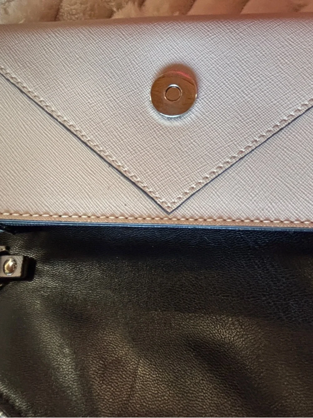 Rebecca Minkoff Beige Saffiano Coated Canvas Envelope Crossbody Wallet